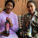 Nelson Mandela's daughter, Makaziwe Mandela, and her daughter, Tukwini Mandela, pose with a bottle of House of Mandela wine at their home in Johannesburg
JENNIFER BRUCE/AFP/Getty Images